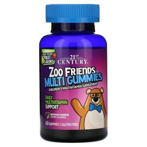 Мультивитамины для детей, Zoo Friends Multi Gummies, 21st Century, вкус фруктов, 60 жевательных конфет