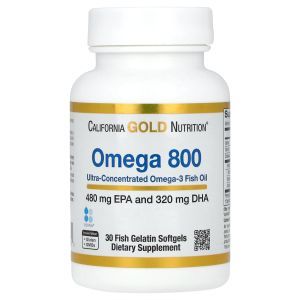 Омега 800 рыбий жир, Omega 800, California Gold Nutrition, 80% EPA/DHA, 1000 мг, 30 капсул
