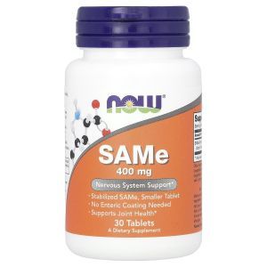 S-аденозил-L-метионин, SAMe, Now Foods, дисульфат тозилат, 400 мг, 30 таблеток с кишечнорастворимой оболочкой
