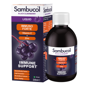 Черная бузина + Витамин С + Цинк, Black Elderberry, Immuno Forte, Sambucol, поддержка иммунитета, 230 мл