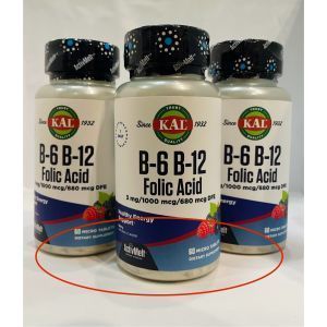 Vitamin B12 + B6 Fol turşusu, Vitamin B-6 B-12 Fol turşusu, KAL, Giləmeyvə, 60 Tablet
