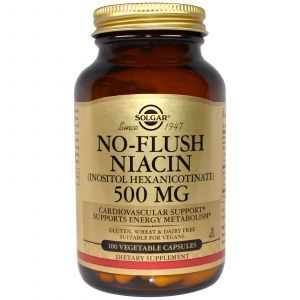 Niacin, No-Flush Niacin, Solgar, Non Flushing, 500 mg, 100 Kapsul