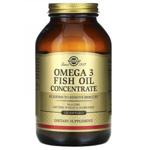 Омега-3, Omega-3 Fish Oil, Solgar, концентрат рыбьего жира, 120 гелевых капсул