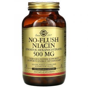 Niacin (Flush No Niacin), Solgar, Non Flush, 500 mg, 250 Veg Kapsul