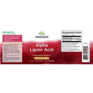Альфа-липоевая кислота, Ultra  Alpha Lipoic Acid, Swanson, 300 мг, 120 капсул